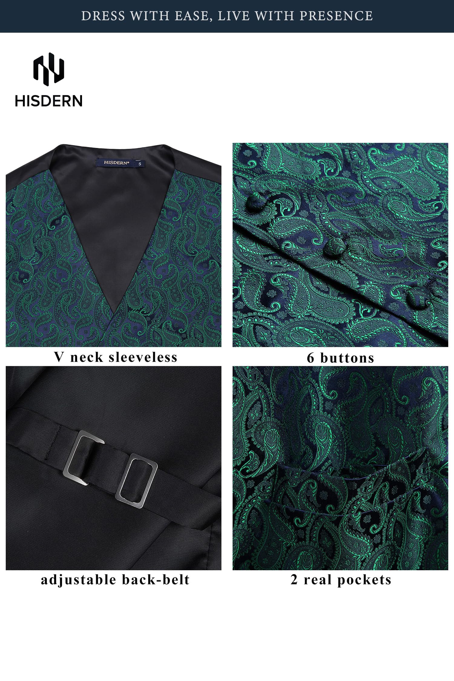 Gilet Homme plus Cravate & Pochette Vert violet F