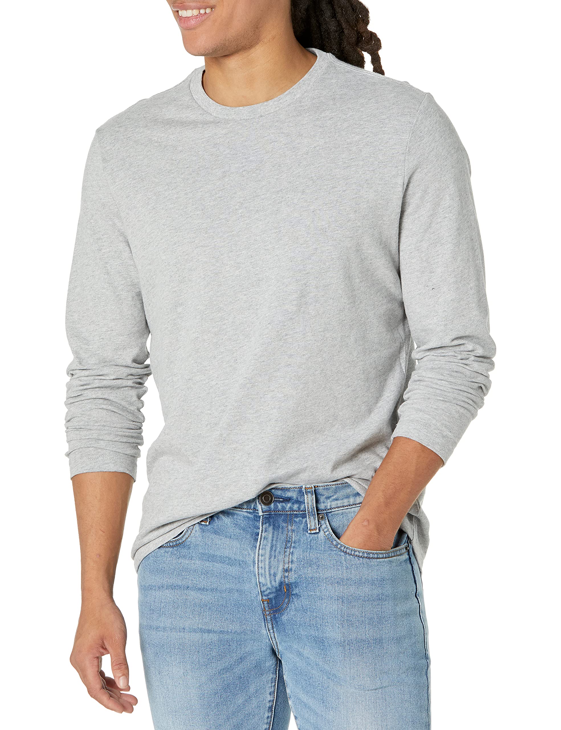 T-Shirt Manches Longues Homme Gris Clair Chiné J