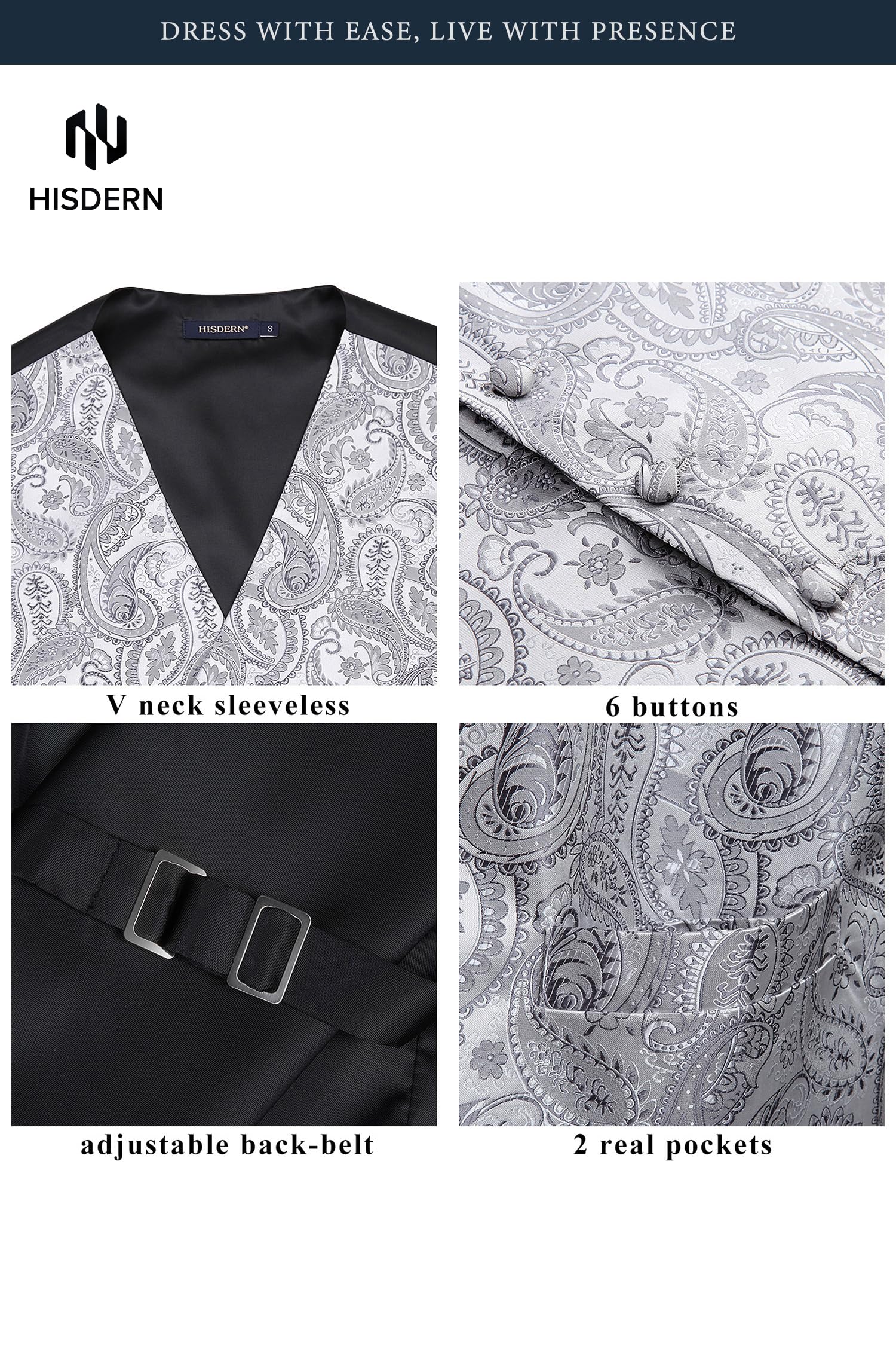 Gilet Homme plus Cravate & Pochette Gris F