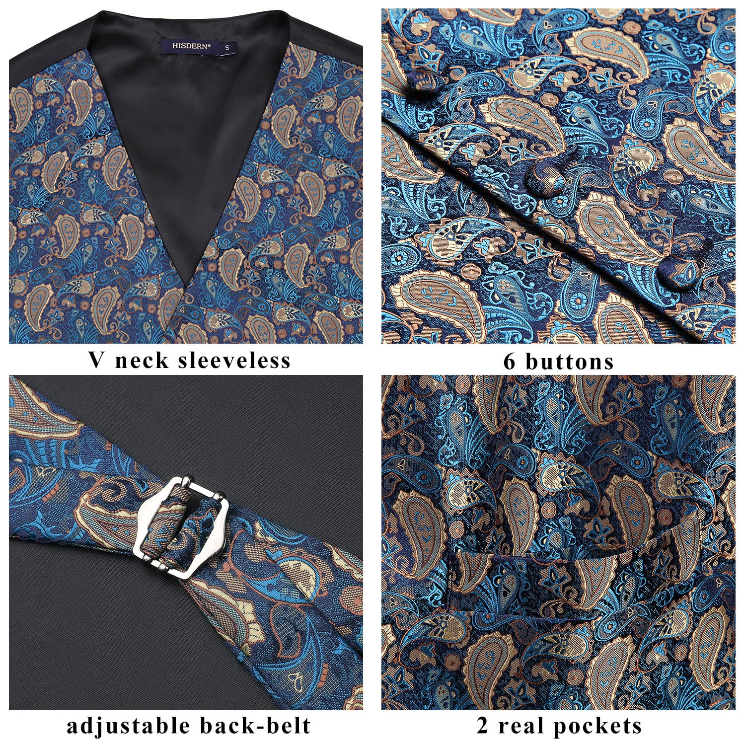 Gilet Homme plus Cravate & Pochette Aqua Brown F