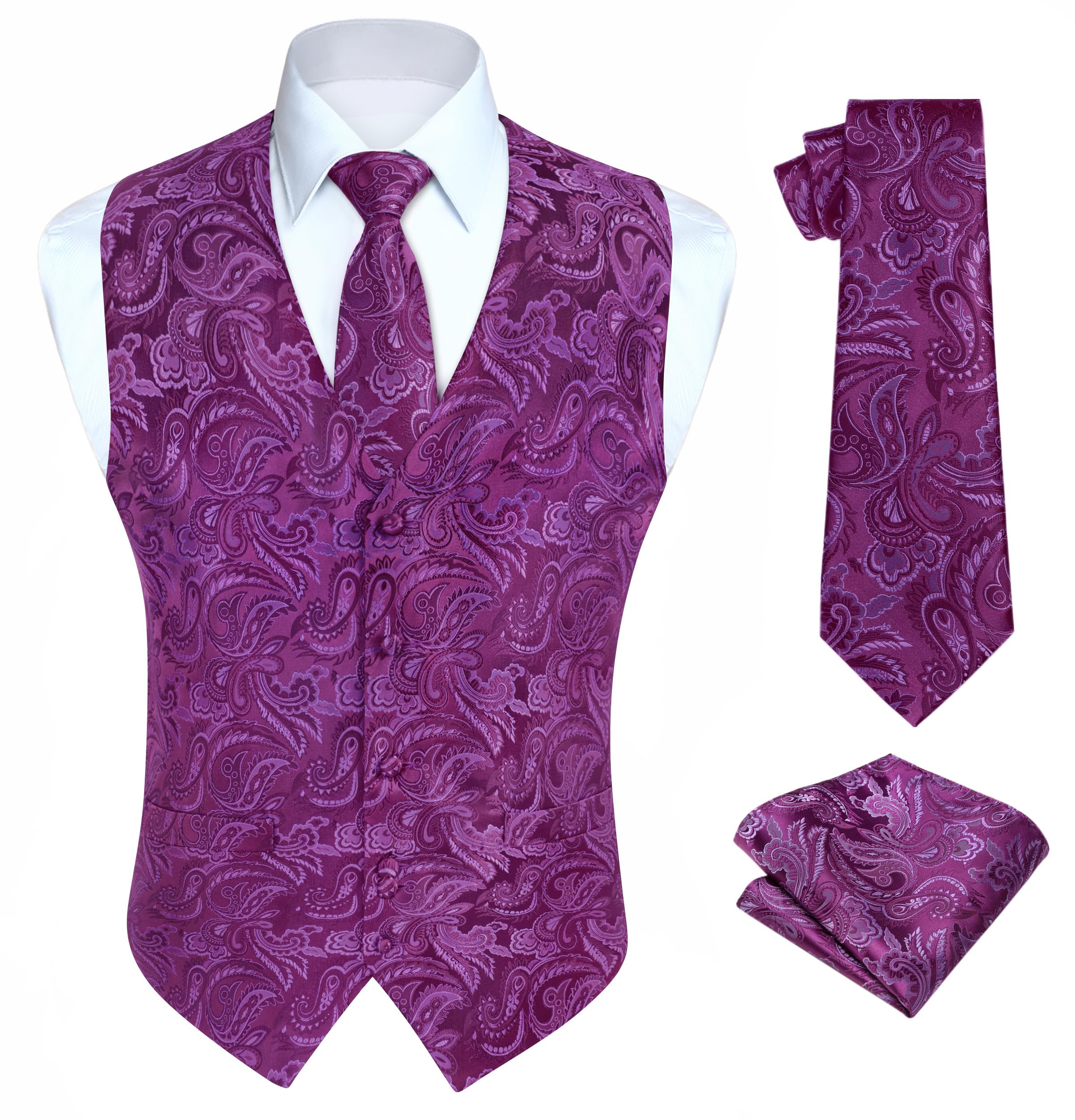 Gilet Homme plus Cravate & Pochette Violet-3 F
