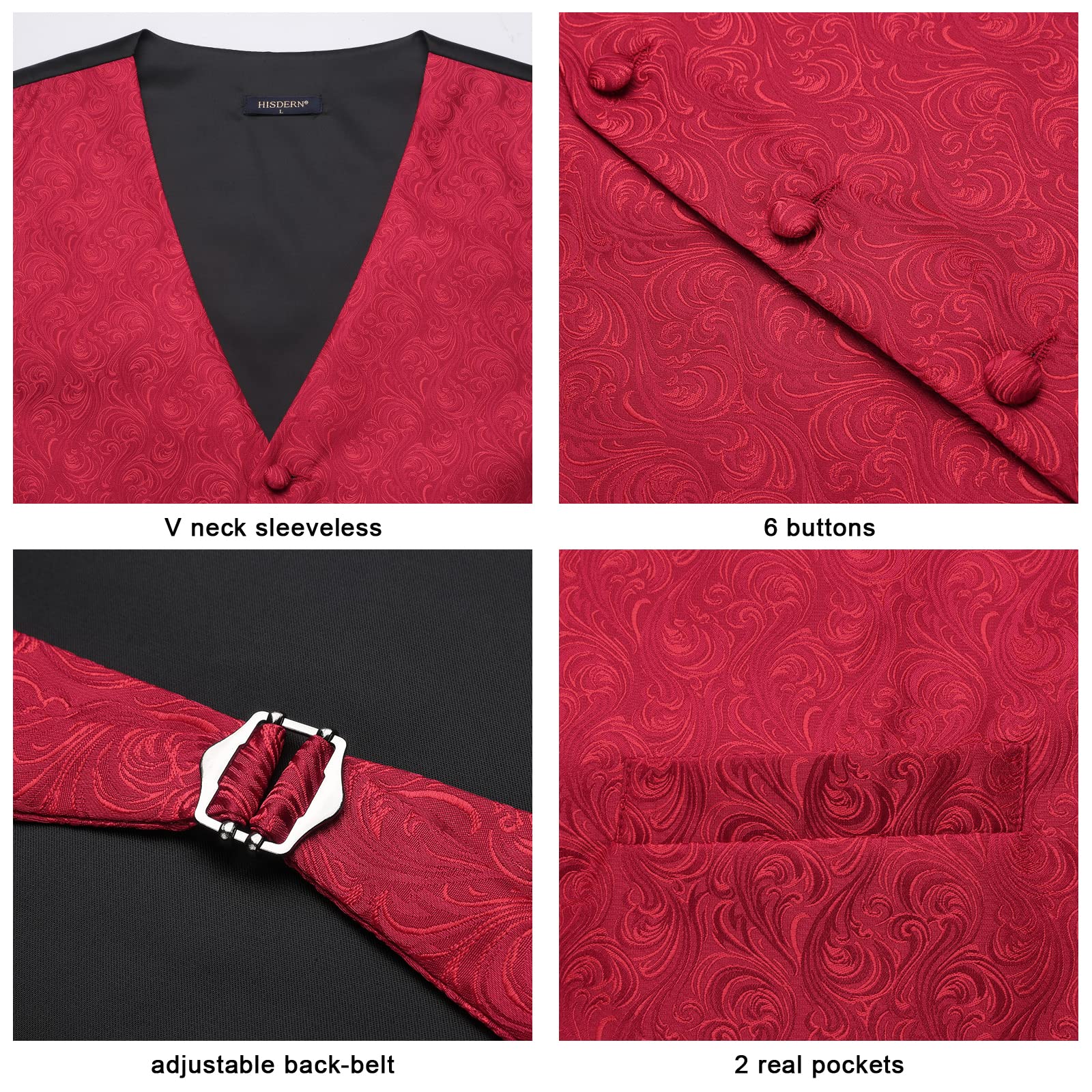 Gilet Homme plus Cravate & Pochette Rouge F