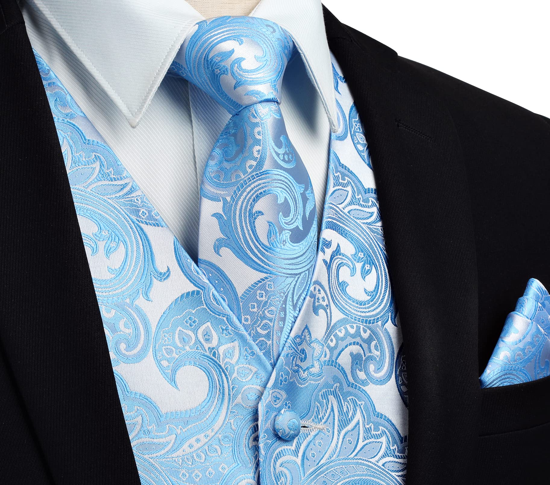 Gilet Homme plus Cravate & Pochette Bleu Clair F