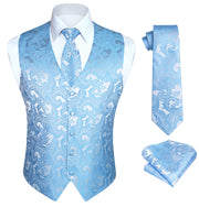 Gilet Homme plus Cravate & Pochette Bleu Clair F