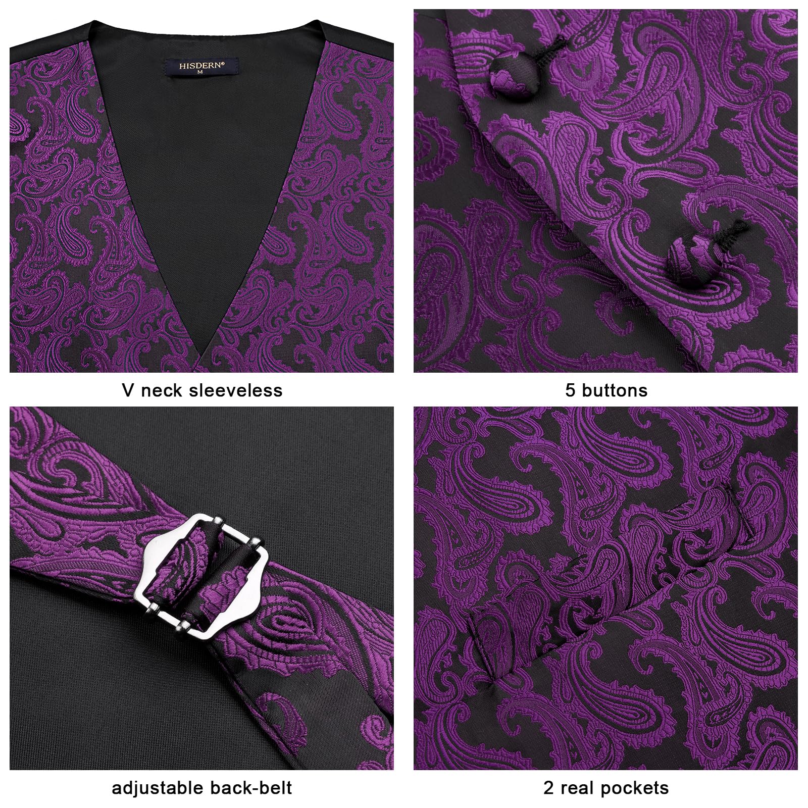 Gilet Homme plus Cravate & Pochette Violet-2 F