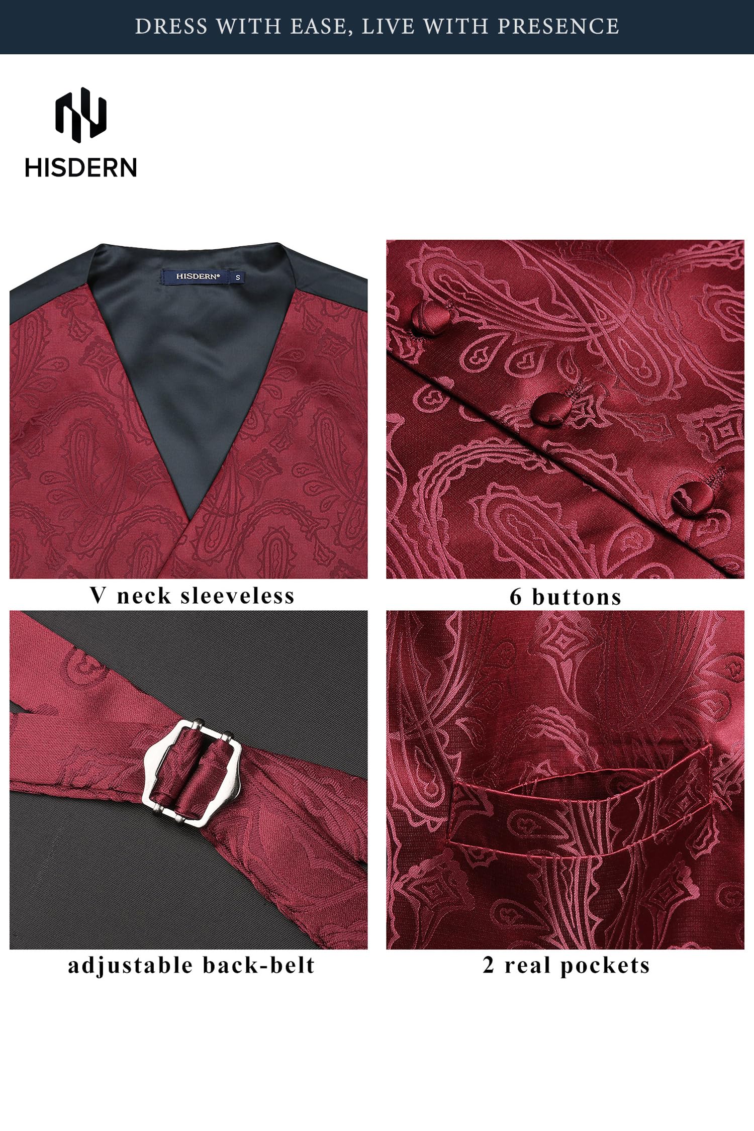 Gilet Homme plus Cravate & Pochette Bourgogne F