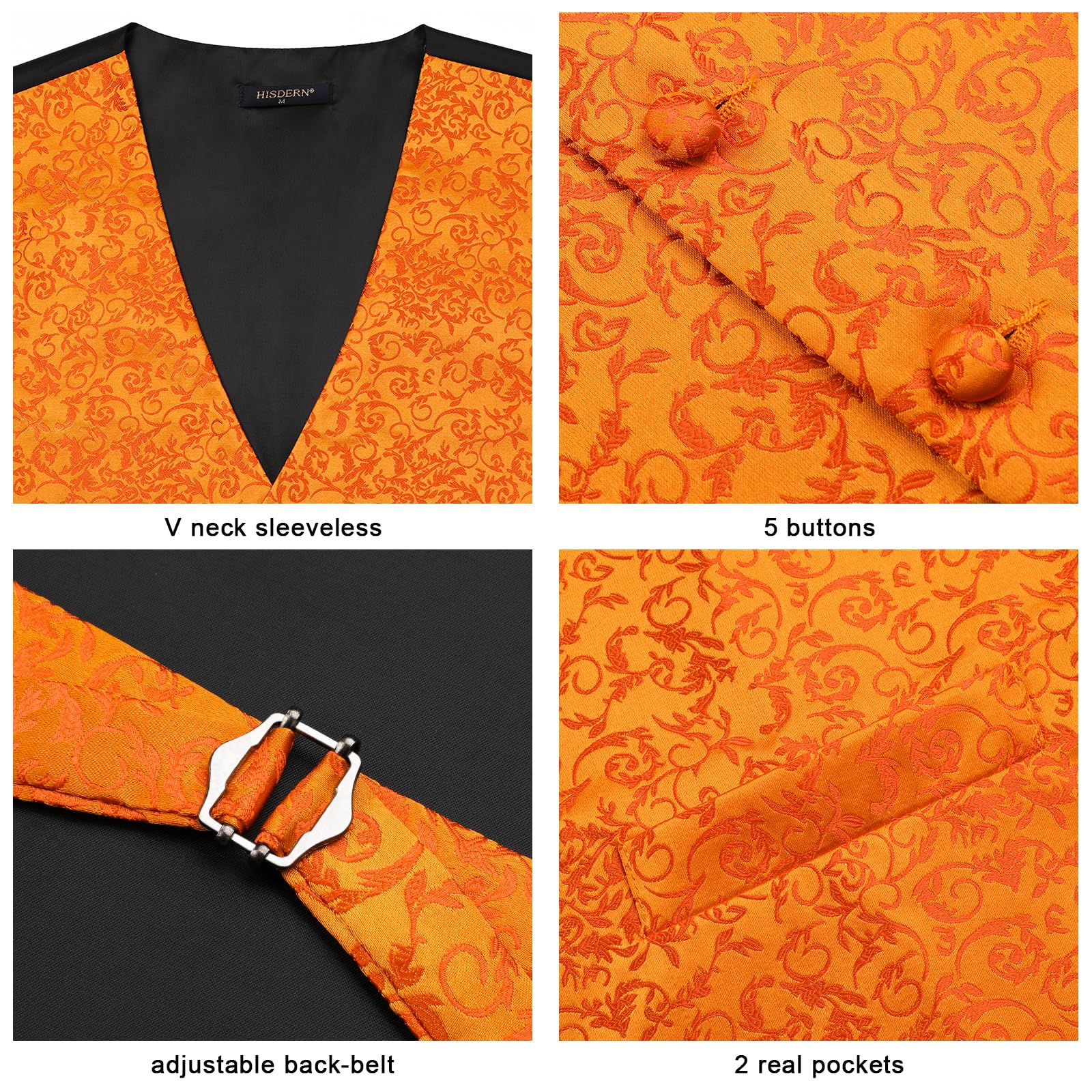 Gilet Homme plus Cravate & Pochette Orange-N F