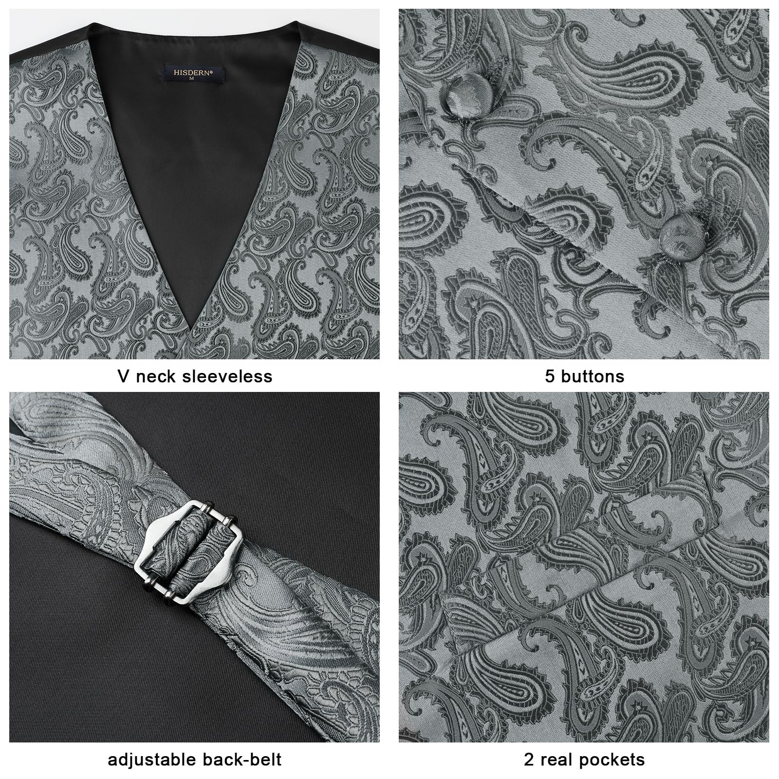 Gilet Homme plus Cravate & Pochette Gris-2 F