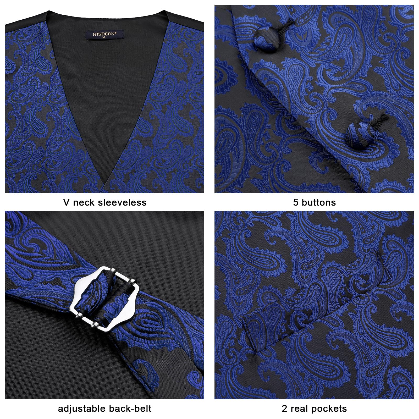 Gilet Homme plus Cravate & Pochette Bleu marine et noir-N F