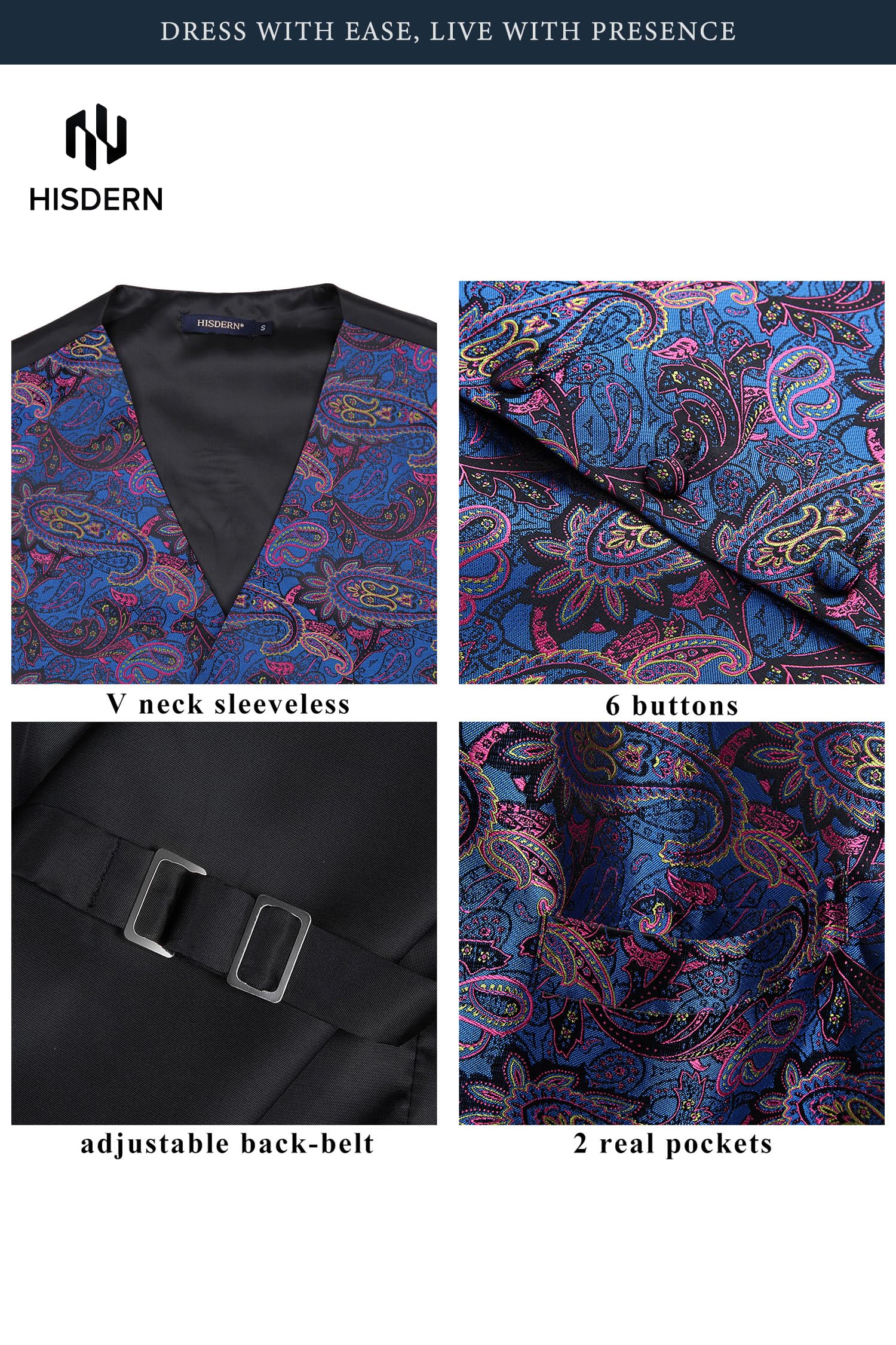 Gilet Homme plus Cravate & Pochette Bleu rose F