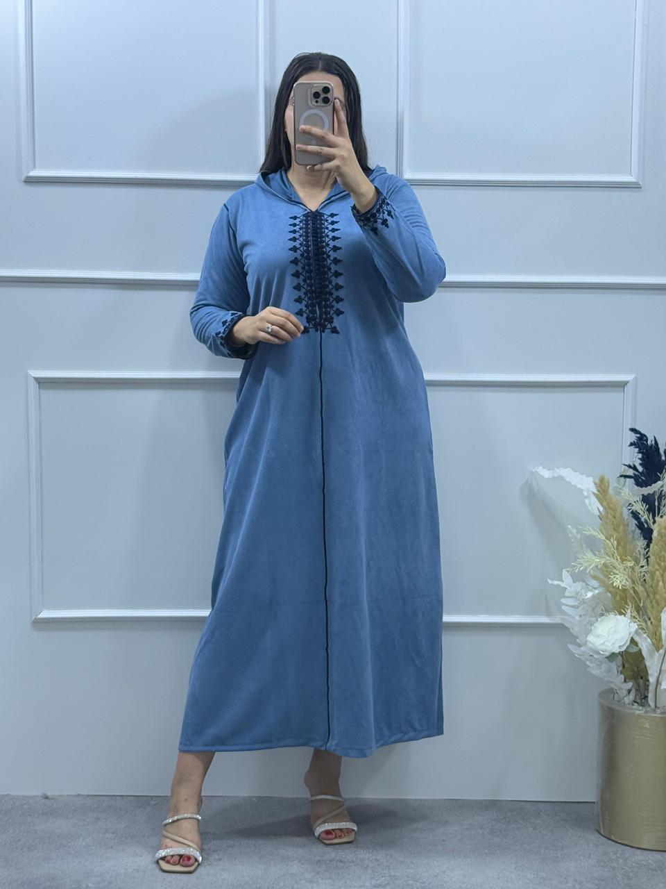 Jellaba de couleur Bleu Ardoise