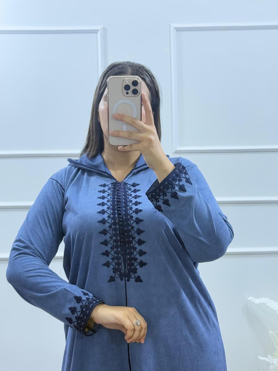 Jellaba de couleur Bleu Gris