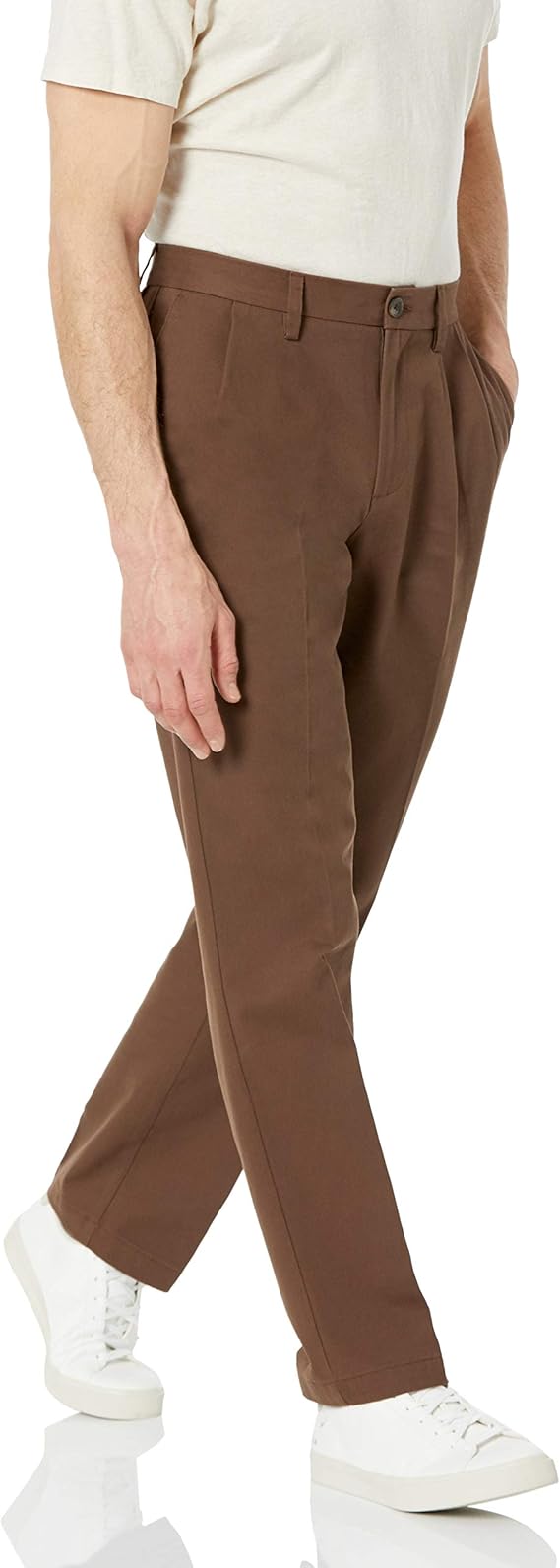 Pantalon Plissé Infroissable Brun A