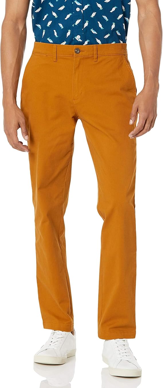Pantalon Chino Extensible Style décontracté Fauve Foncé B