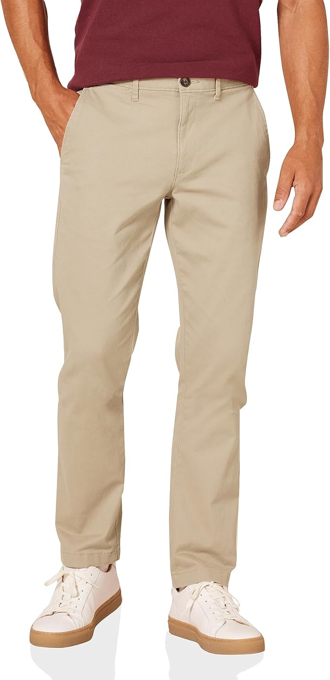 Pantalon Chino Extensible Style décontracté Brun Kaki B