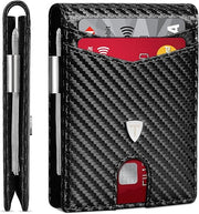 Portefeuille Slim Cuir en Fibre de Carbone avec Blocage RFID F