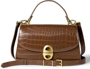 Sac à Main avec Anse Fausse Crocodile Brun Clair E