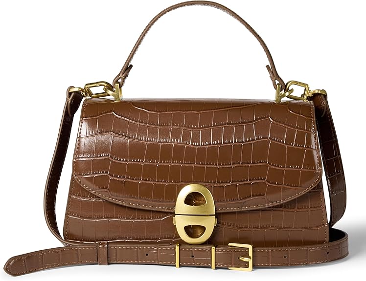 Sac à Main avec Anse Fausse Crocodile Brun Clair E