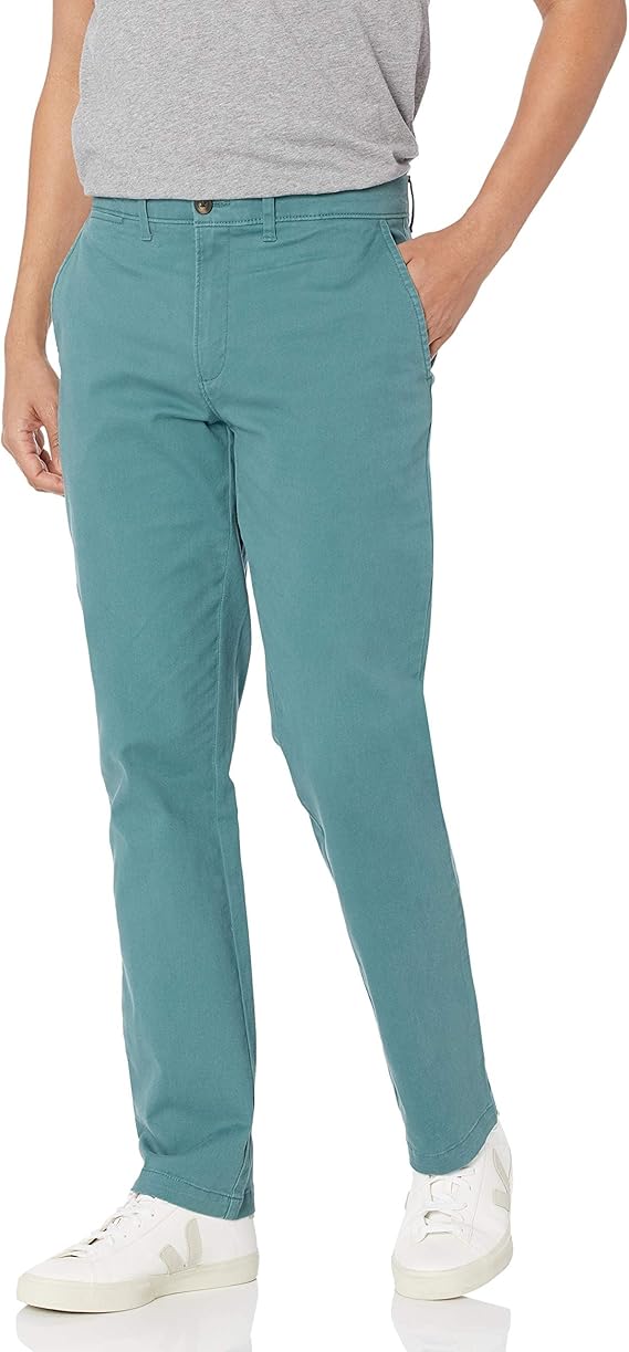 Pantalon Chino Extensible Style décontracté Vert Foncé B