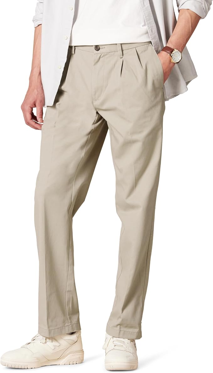 Pantalon Plissé Infroissable Kaki Beige A
