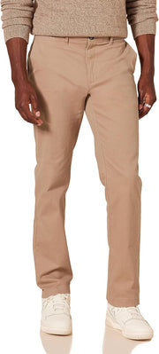 Pantalon Chino Extensible Style décontracté Brun Kaki Foncé B