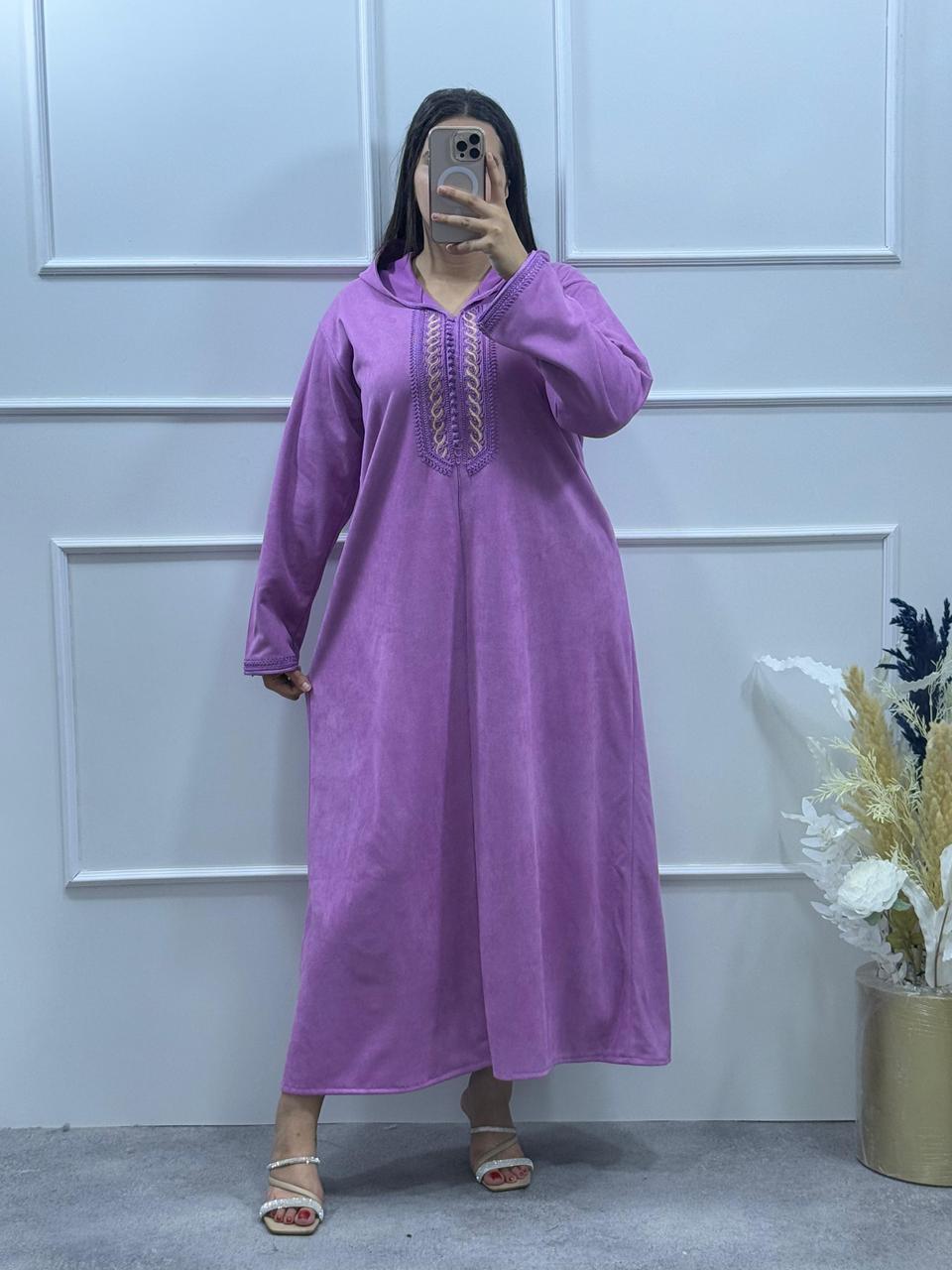 Jellaba de couleur Mauve Clair