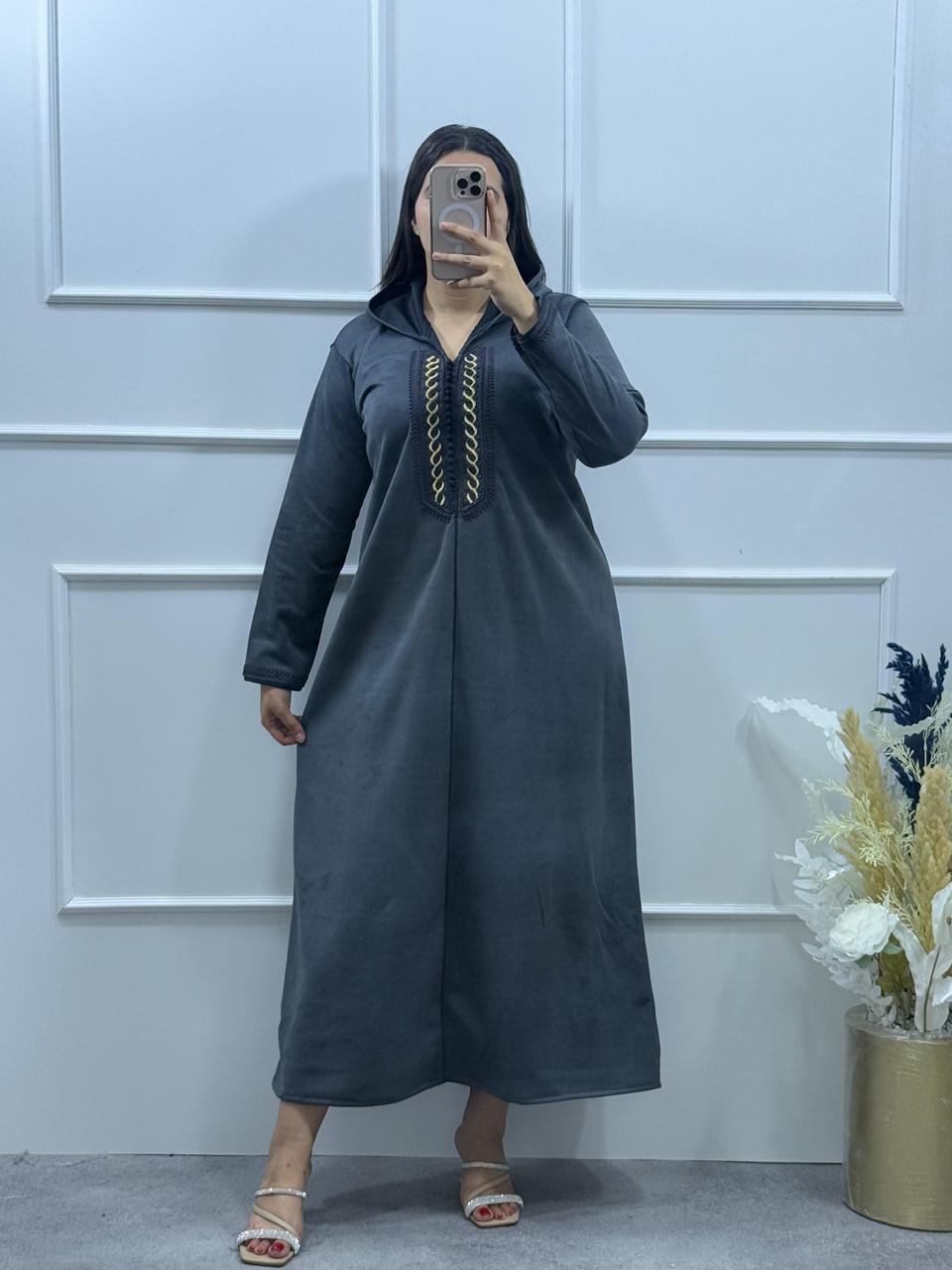 Jellaba de couleur Gris Anthracite