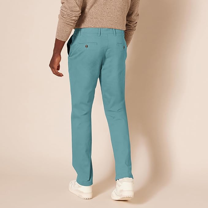 Pantalon Chino Extensible Style décontracté Vert Foncé B