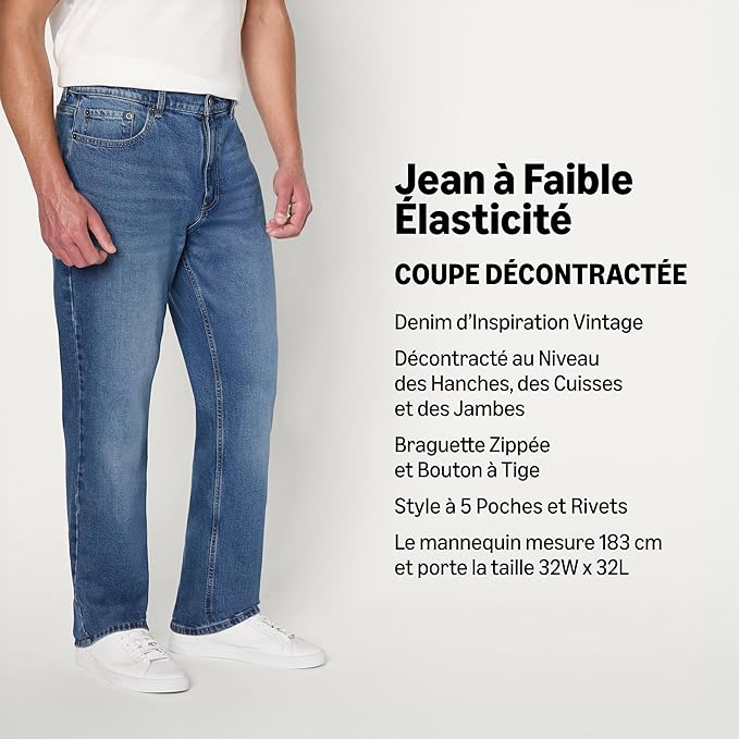 Jean Coupe Décontractée Classique Moyen Délavé D