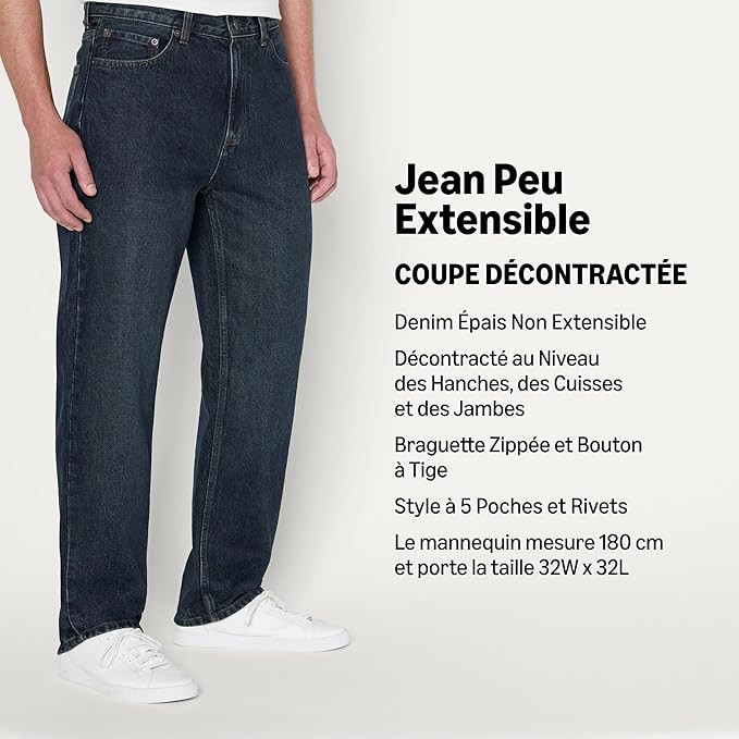 Jean Coupe Décontractée Teinté Foncé Délavé D