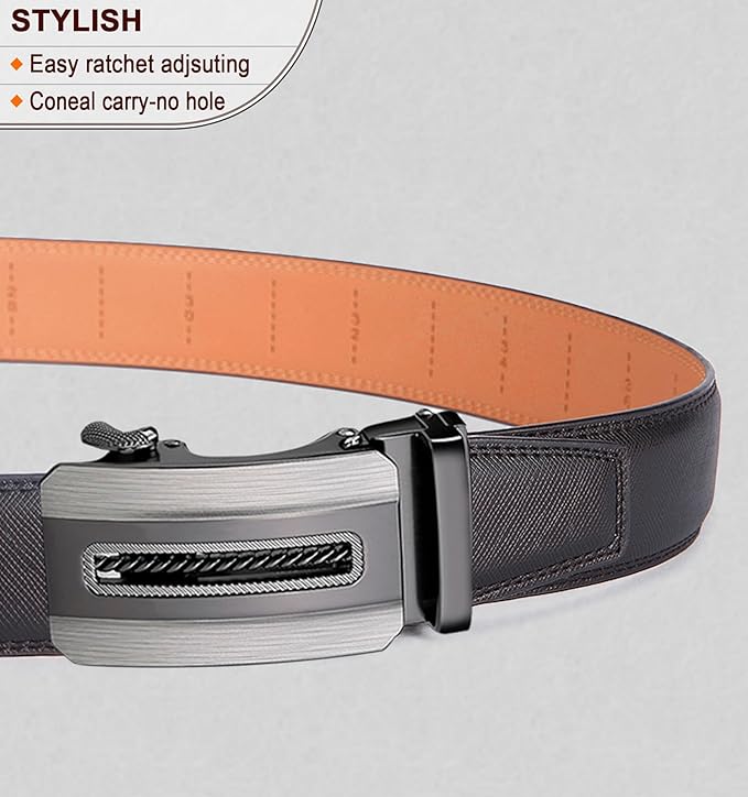 Ceinture Automatique en Cuir 011-Noir1468 D