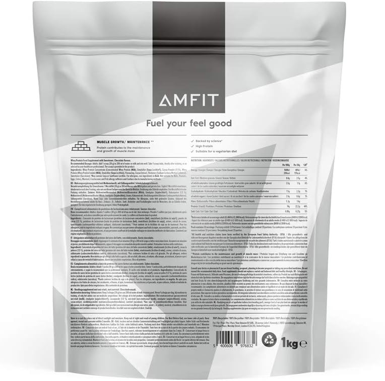 Amfit Nutrition Whey Protein Powder 1kg Chocolate