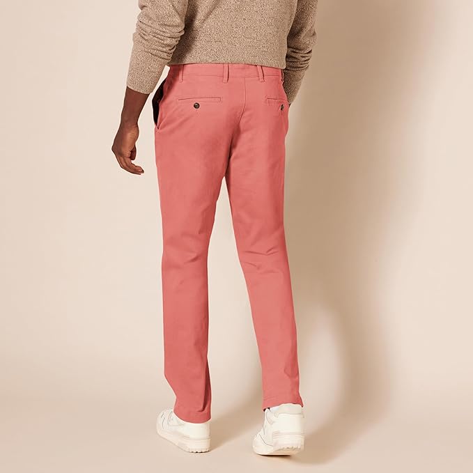 Pantalon Chino Extensible Style décontracté Rouge Framboise B