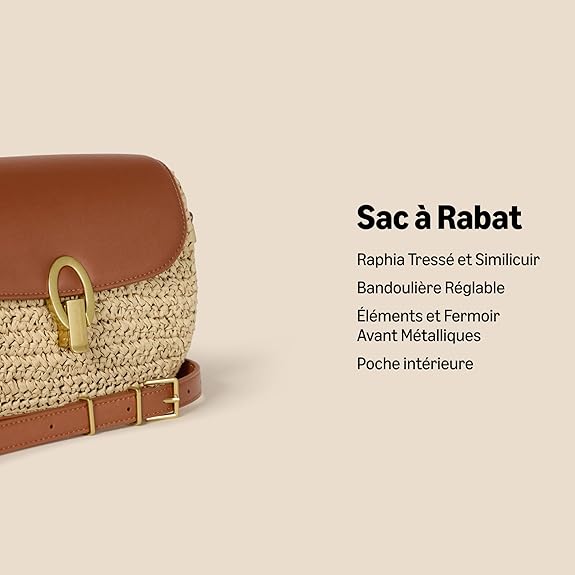 Sac Bandoulière en Raphia Marron D