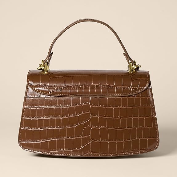 Sac à Main avec Anse Fausse Crocodile Brun Clair E