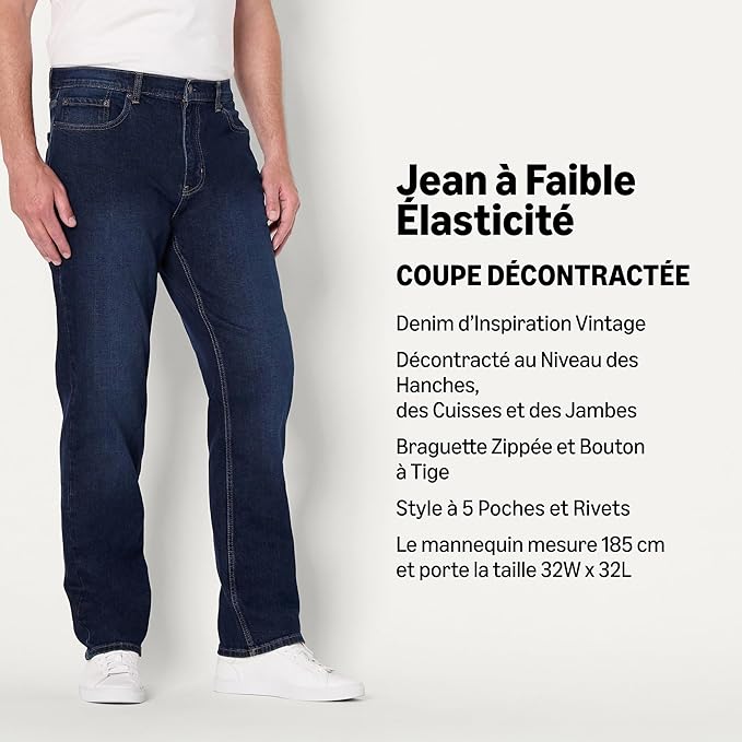 Jean Coupe Décontractée Bleu Nuit Foncé Délavé D