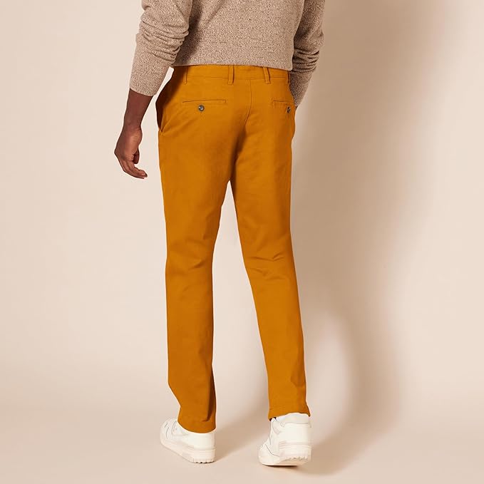 Pantalon Chino Extensible Style décontracté Fauve Foncé B