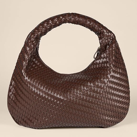 Sac à Bandoulière Tissé Brun F