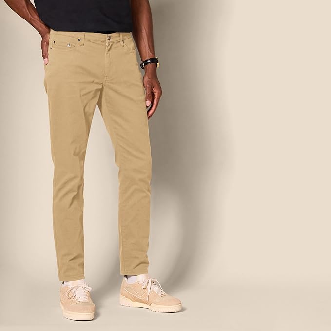 Pantalon Sergé Stretch Brun Kaki Foncé G