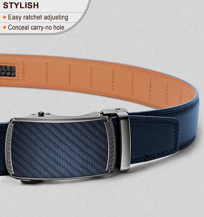 Ceinture Automatique en Cuir Bleu Antique2495 D