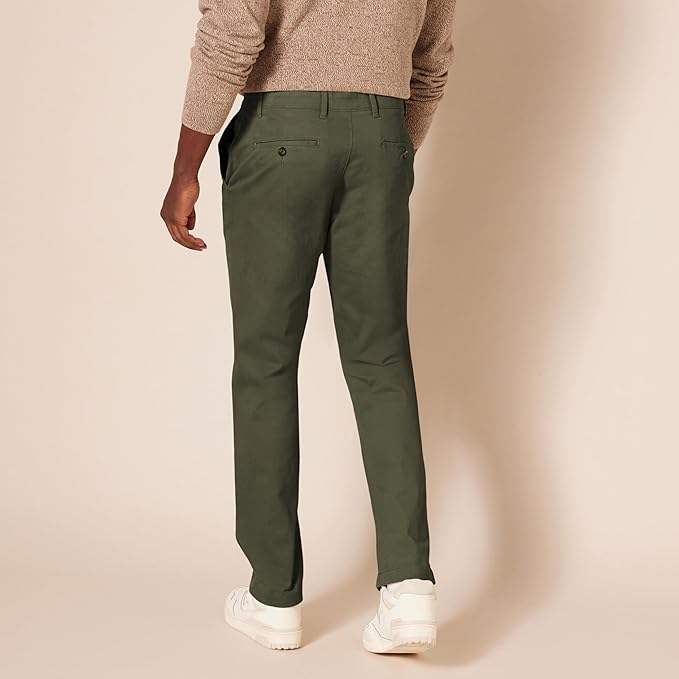 Pantalon Chino Extensible Style décontracté Vert Olive B