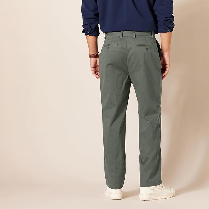 Pantalon Chino Infroissable Olive Foncé E