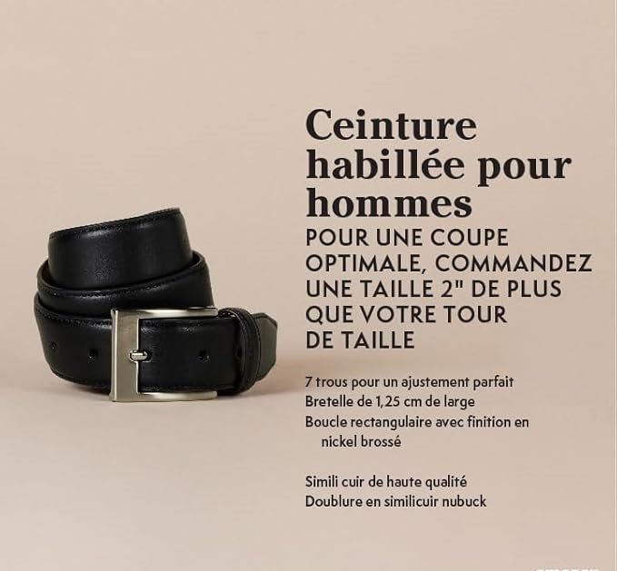 Ceinture en Cuir Style Classique Noir B