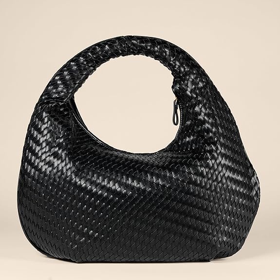 Sac à Bandoulière Tissé Noir F