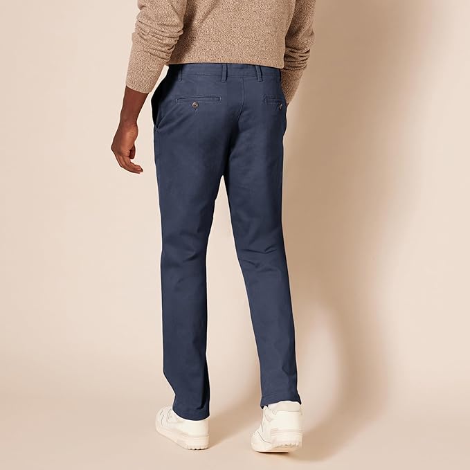 Pantalon Chino Extensible Style décontracté Bleu Marine Foncé B