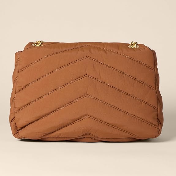 Sac à Rabat Matelassé Nylon Marron Foncé G