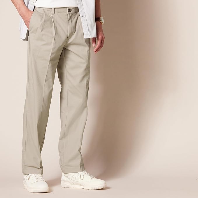 Pantalon Plissé Infroissable Kaki Beige A