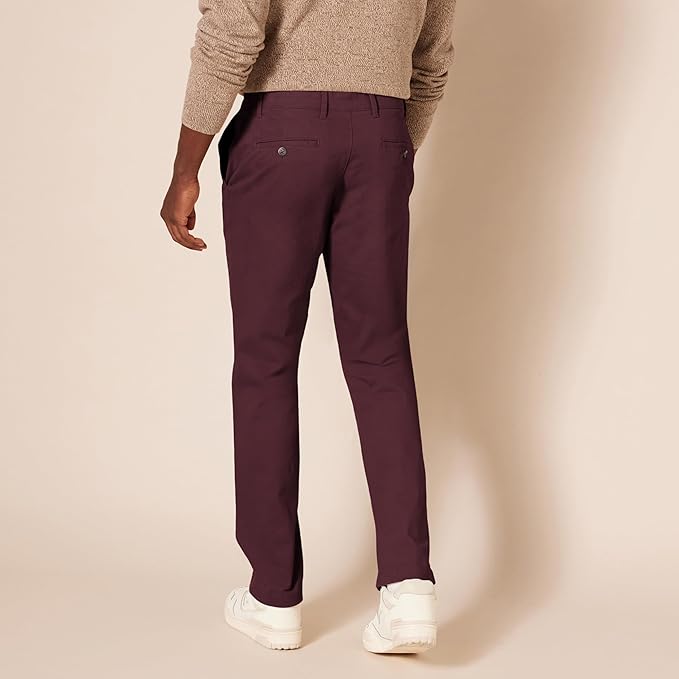 Pantalon Chino Extensible Style décontracté Bordeaux B
