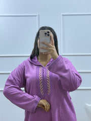 Jellaba de couleur Mauve Clair