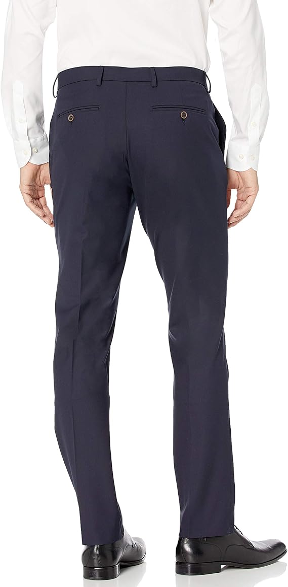 Pantalon Habillé en Tissu Bleu Marine J